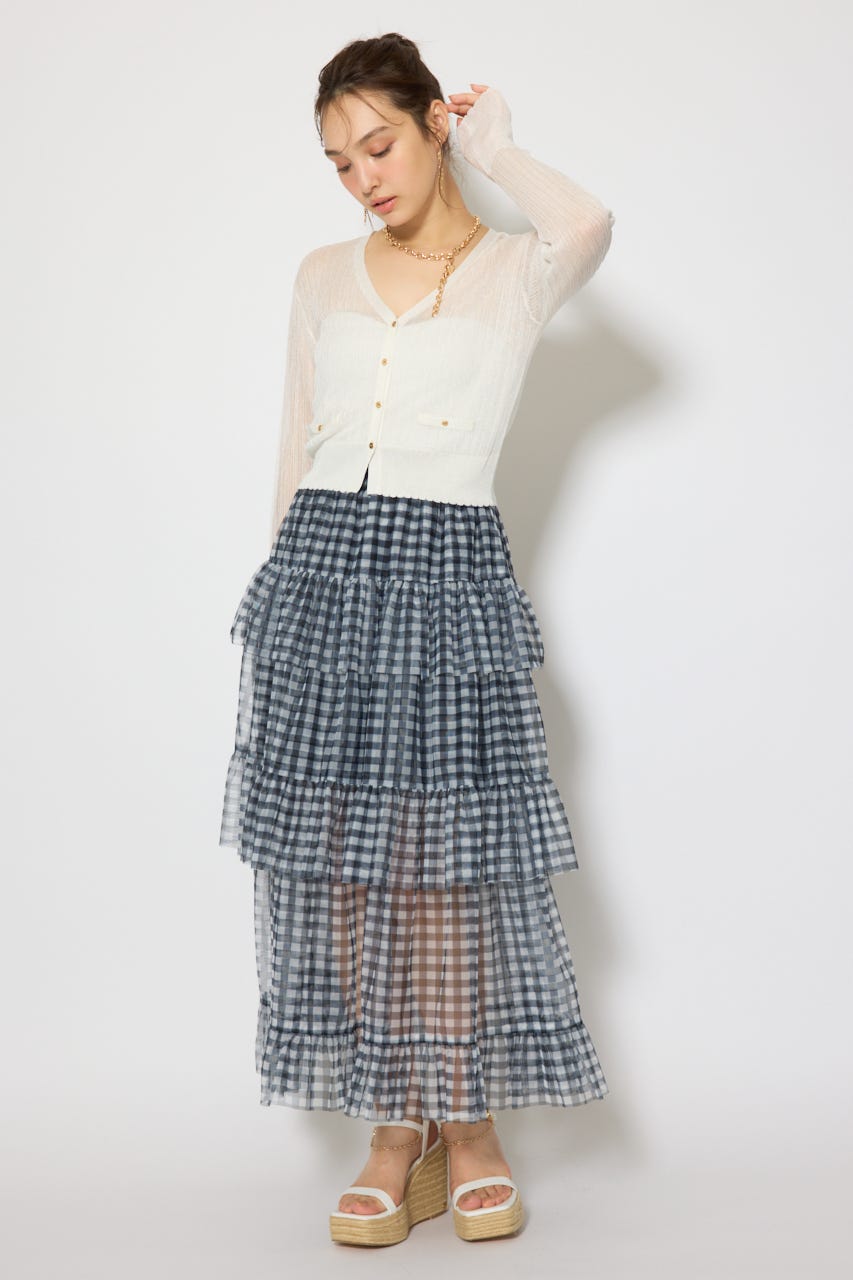 スカラップクロップドニットカーディガン WHT FREE