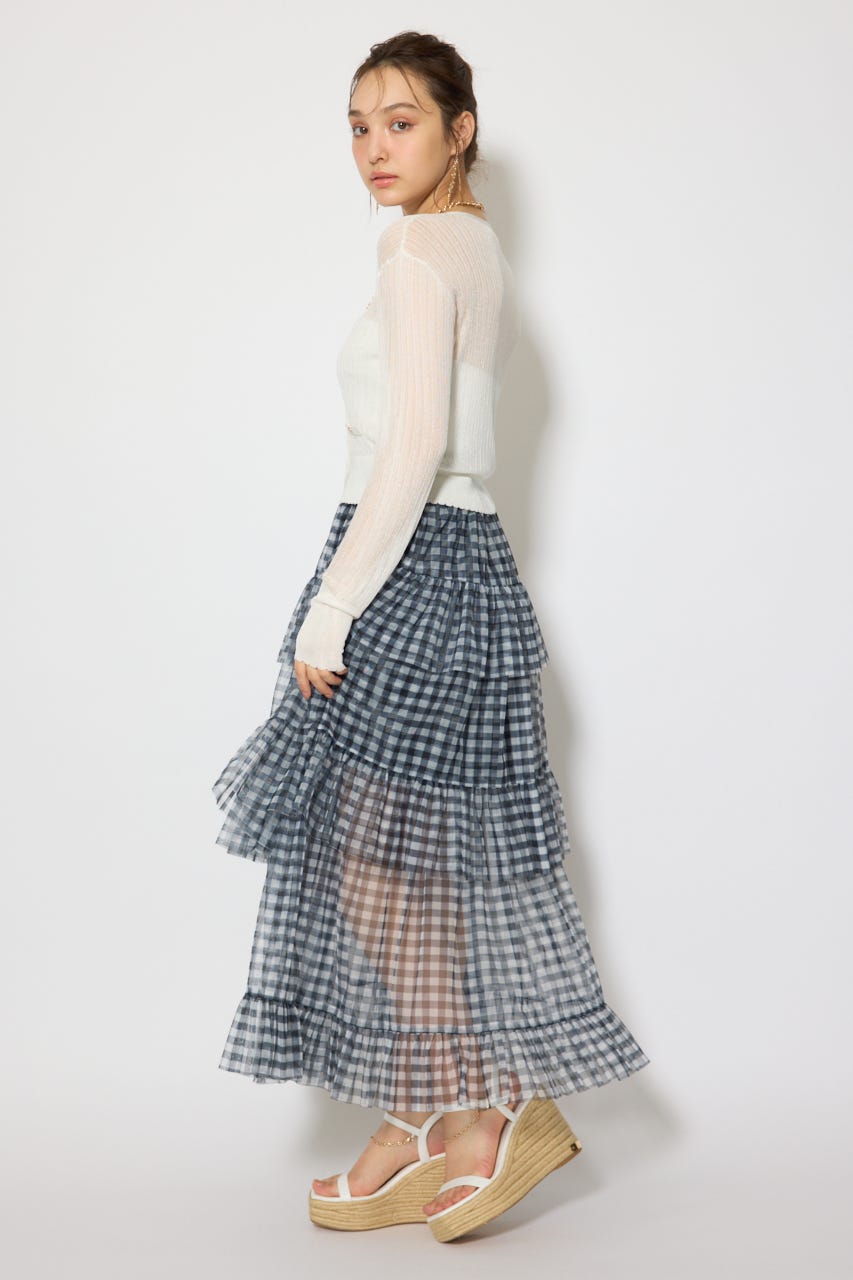 スカラップクロップドニットカーディガン WHT FREE