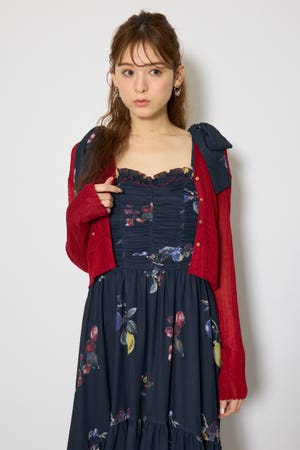 スカラップクロップドニットカーディガン