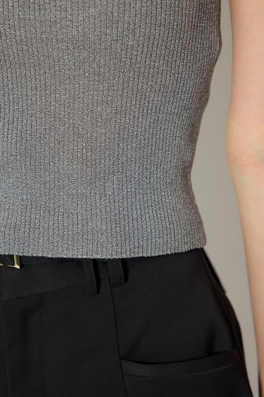 レースディティールニットカーディガンセット GRY FREE