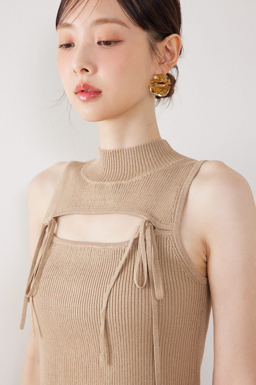 ウォッシャブルリボントップス BEG FREE