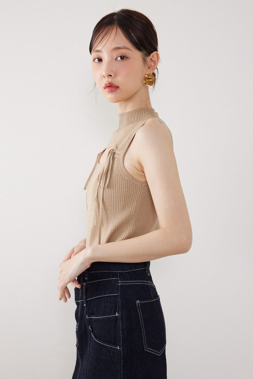 ウォッシャブルリボントップス BEG FREE