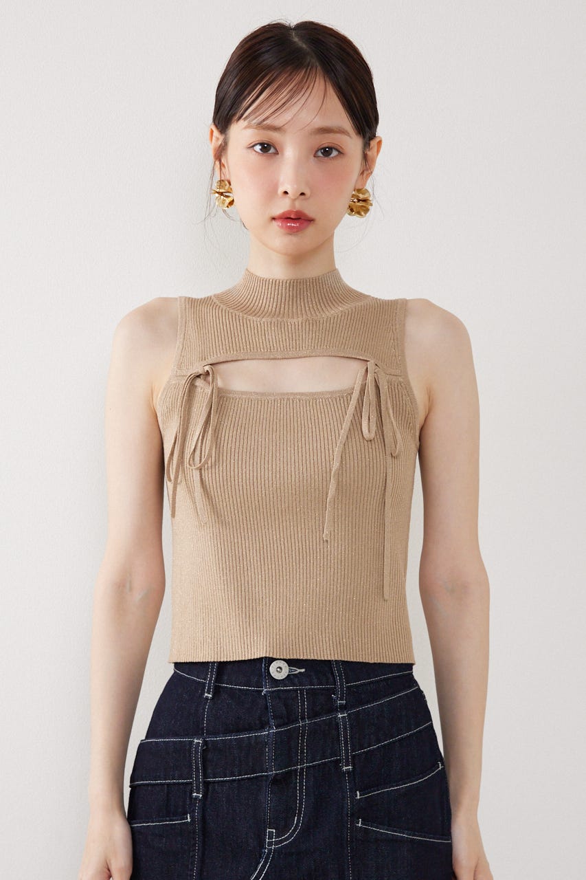 ウォッシャブルリボントップス BEG FREE