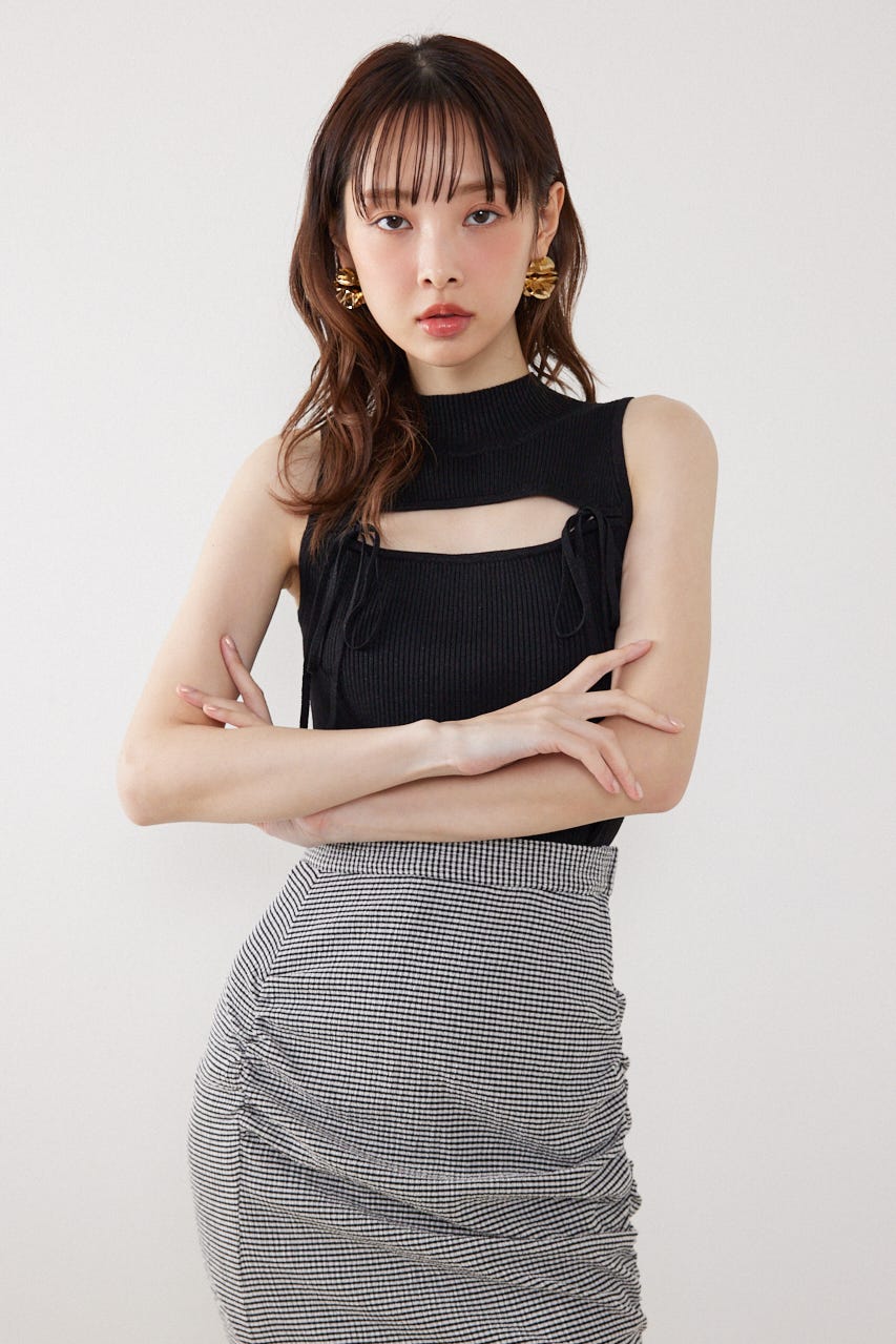 ウォッシャブルリボントップス BLK FREE