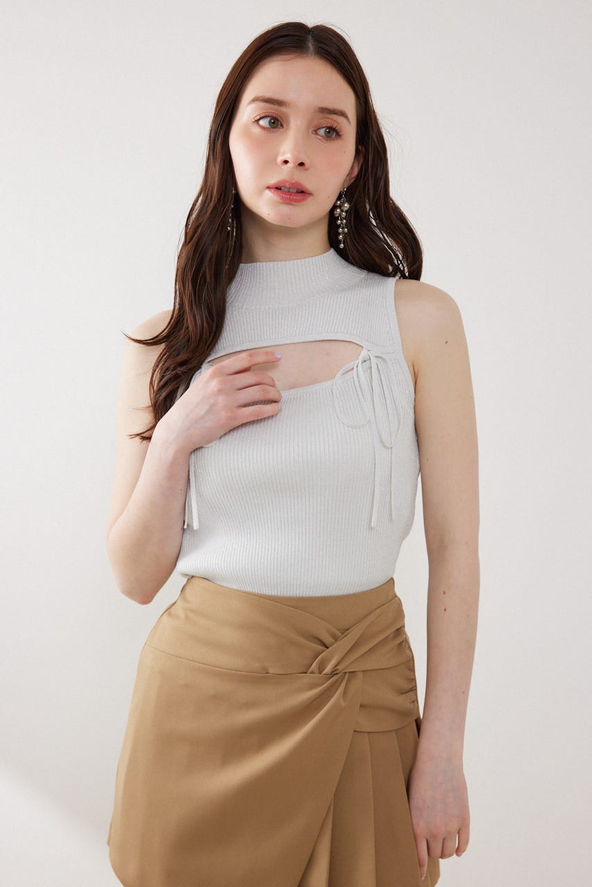 ウォッシャブルリボントップス WHT FREE