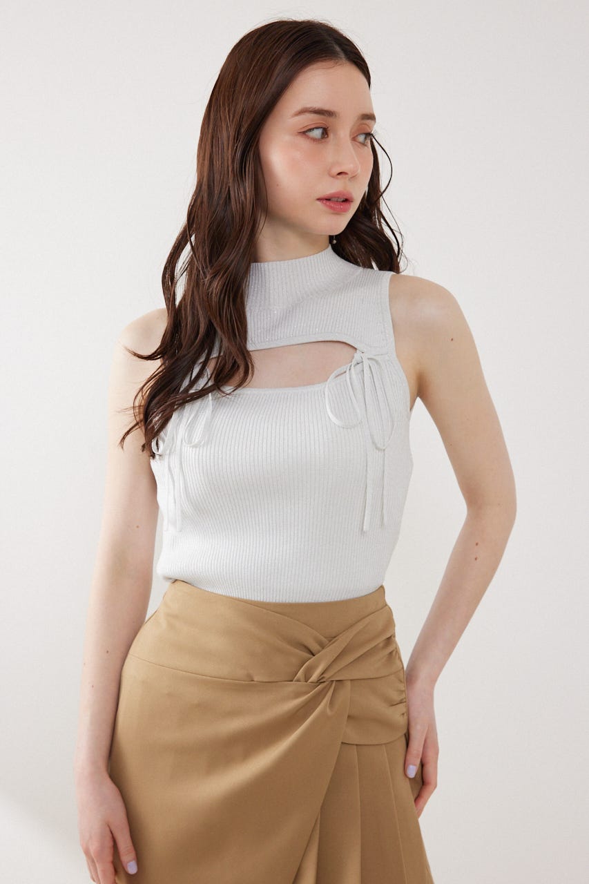 ウォッシャブルリボントップス WHT FREE