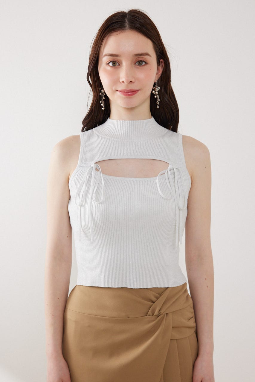 ウォッシャブルリボントップス WHT FREE