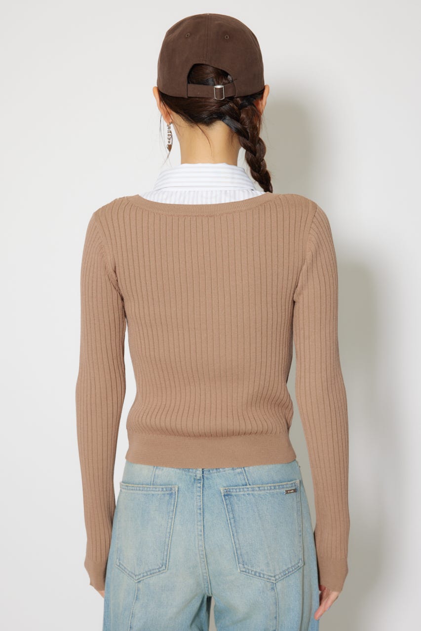 シャツドッキングロングスリーブニットトップス BEG FREE