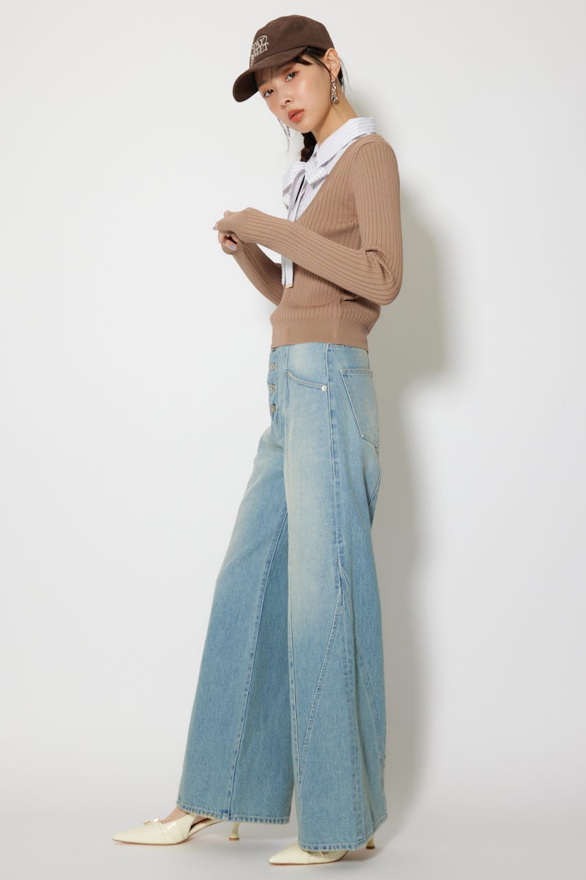 シャツドッキングロングスリーブニットトップス BEG FREE