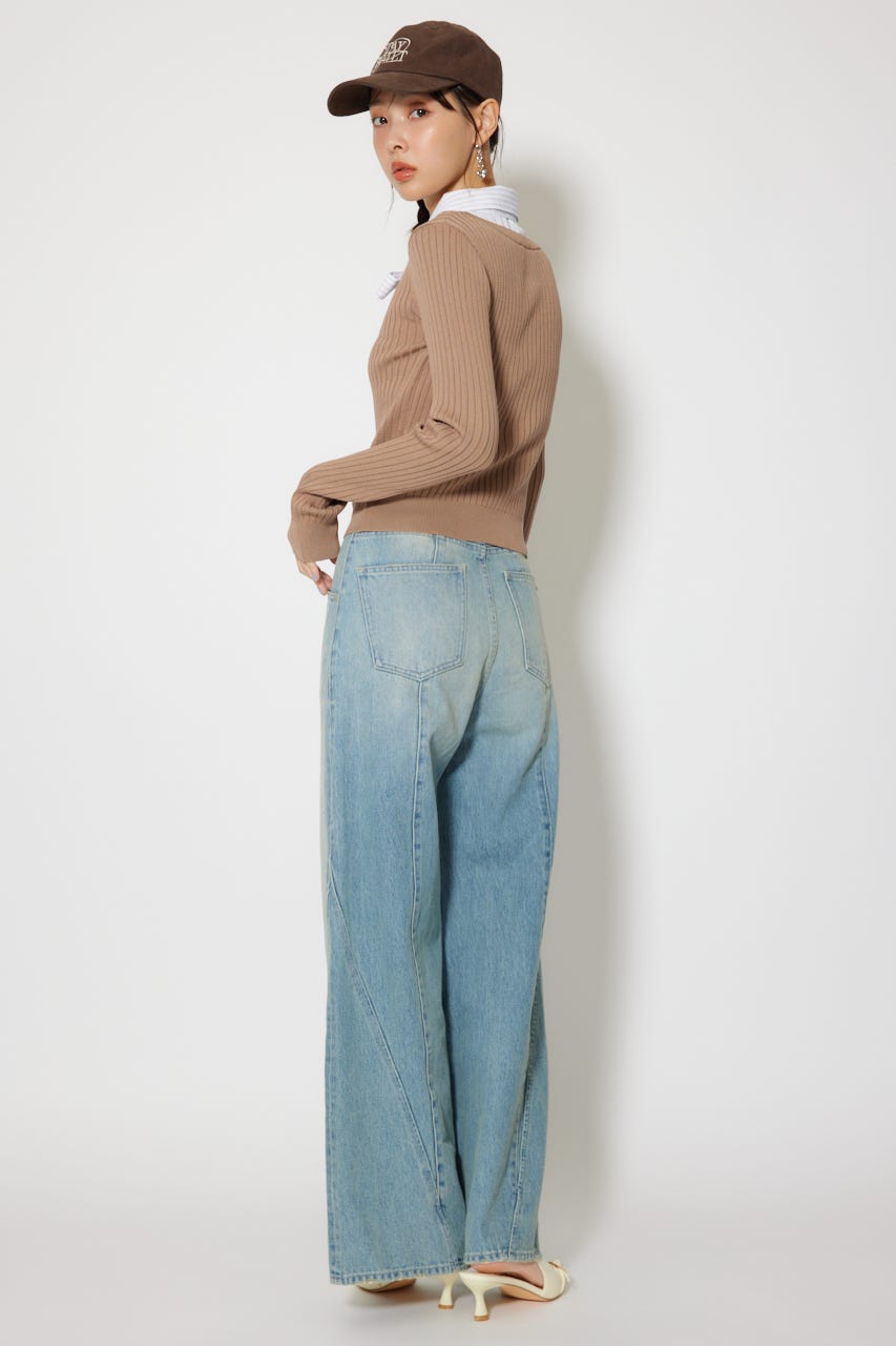 シャツドッキングロングスリーブニットトップス BEG FREE