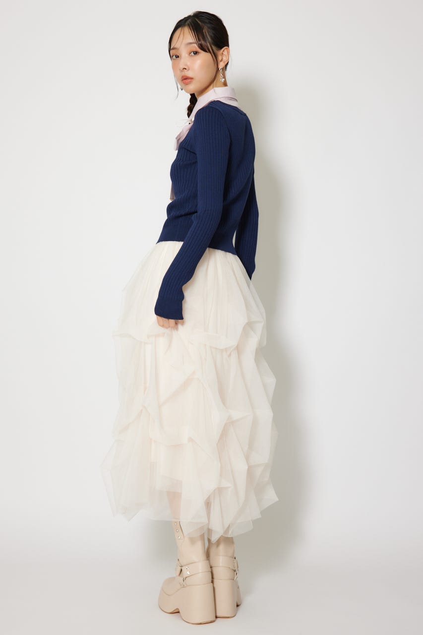 シャツドッキングロングスリーブニットトップス NVY FREE