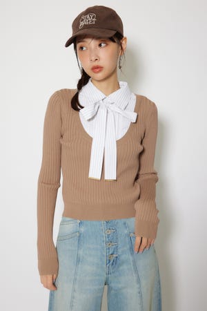 シャツドッキングロングスリーブニットトップス