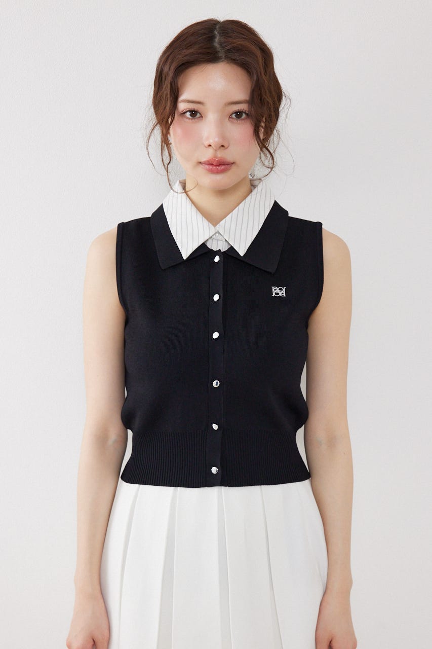 シャツレイヤードライクニットベスト BLK FREE