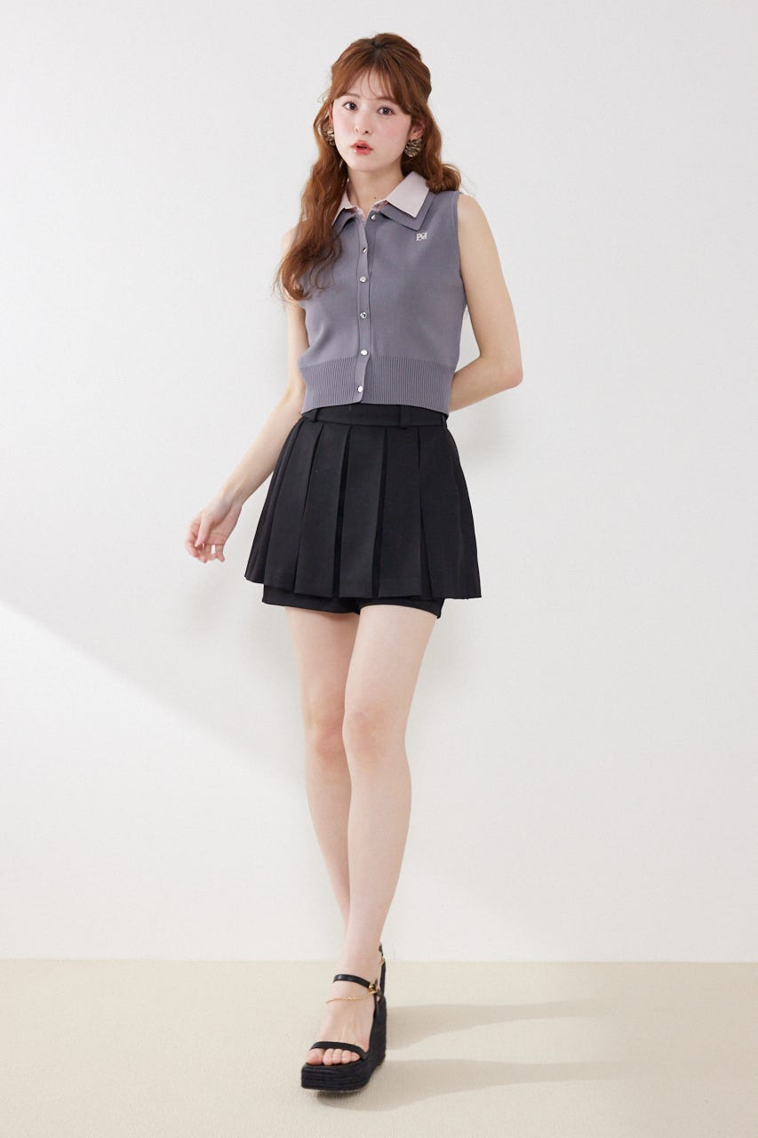 シャツレイヤードライクニットベスト GRY FREE