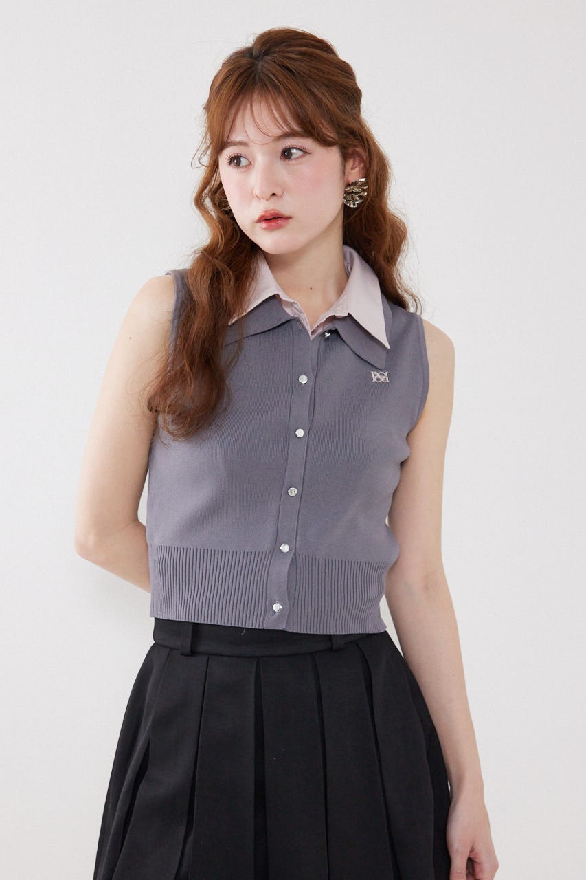 シャツレイヤードライクニットベスト GRY FREE