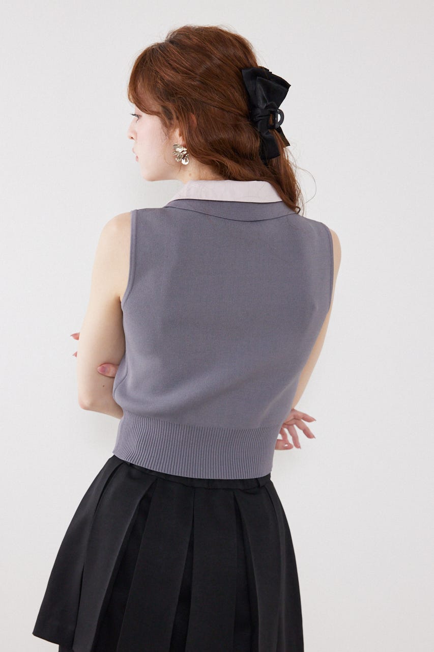 シャツレイヤードライクニットベスト GRY FREE