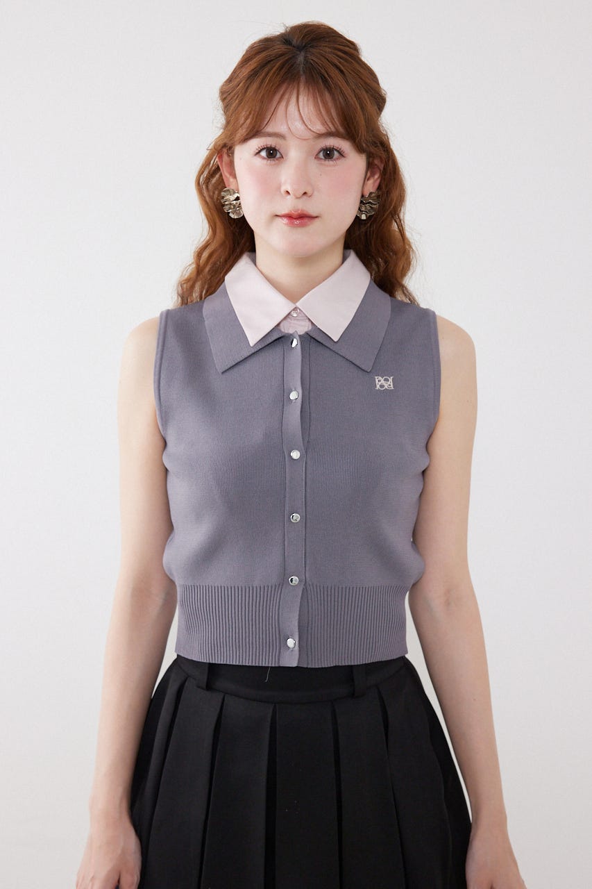 【AKB48 伊藤百花さん着用アイテム】シャツレイヤードライクニットベスト GRY FREE