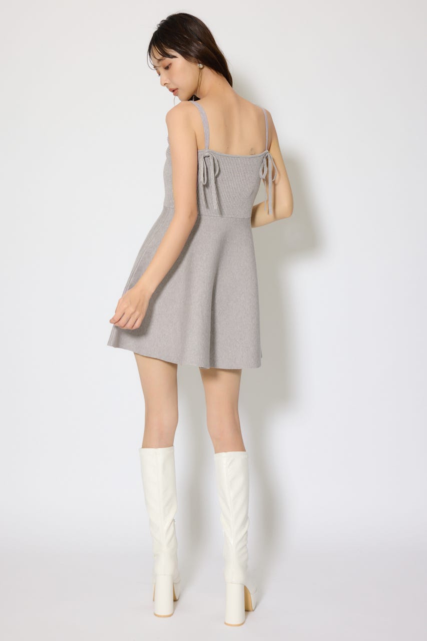 フリルカラーニットカーディガンセットワンピース GRY FREE