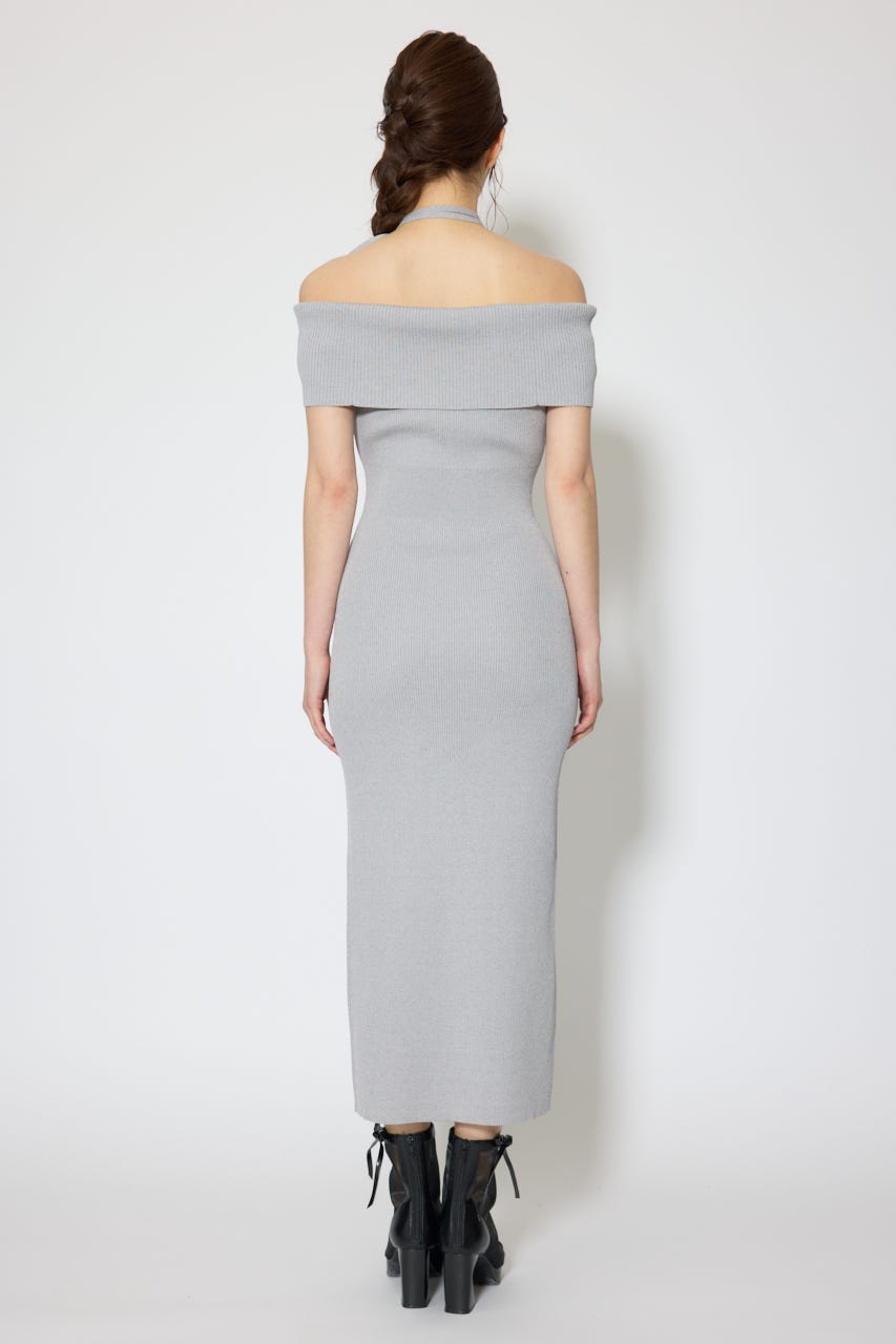 オフショルダーニットタイトワンピース GRY FREE