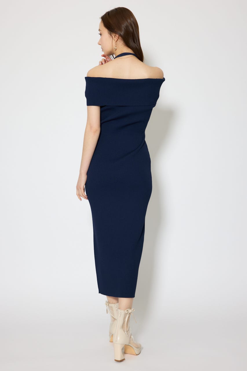 オフショルダーニットタイトワンピース NVY FREE