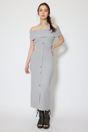 オフショルダーニットタイトワンピース