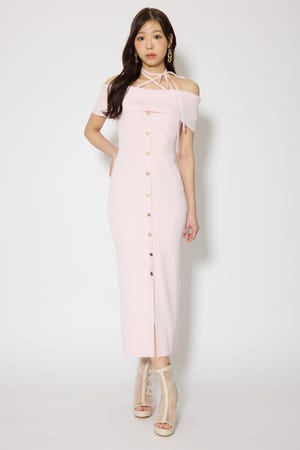 オフショルダーニットタイトワンピース