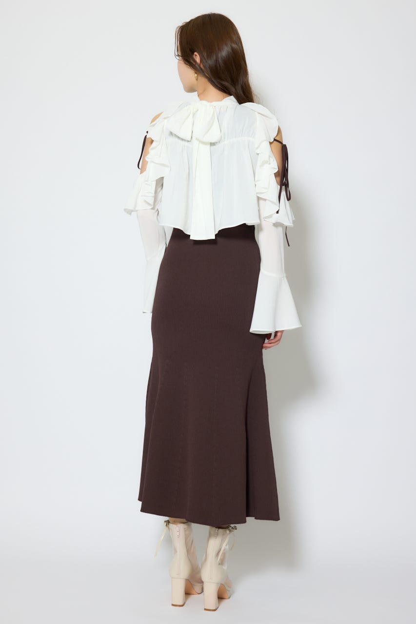 【1/25(日)23:59までSS先行予約会対象アイテム】オープンショルダーフリルニットセットワンピース BRN FREE