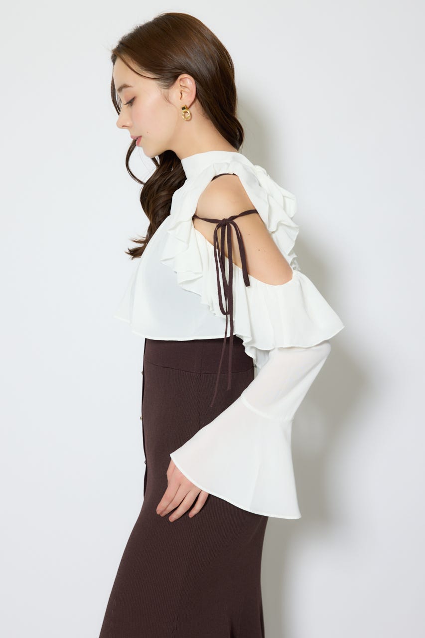 【1/25(日)23:59までSS先行予約会対象アイテム】オープンショルダーフリルニットセットワンピース BRN FREE