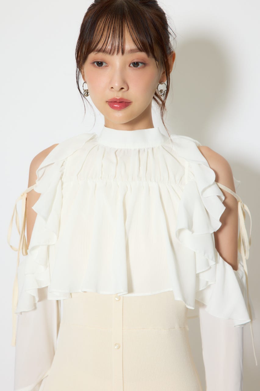 【1/25(日)23:59までSS先行予約会対象アイテム】オープンショルダーフリルニットセットワンピース L/YEL FREE