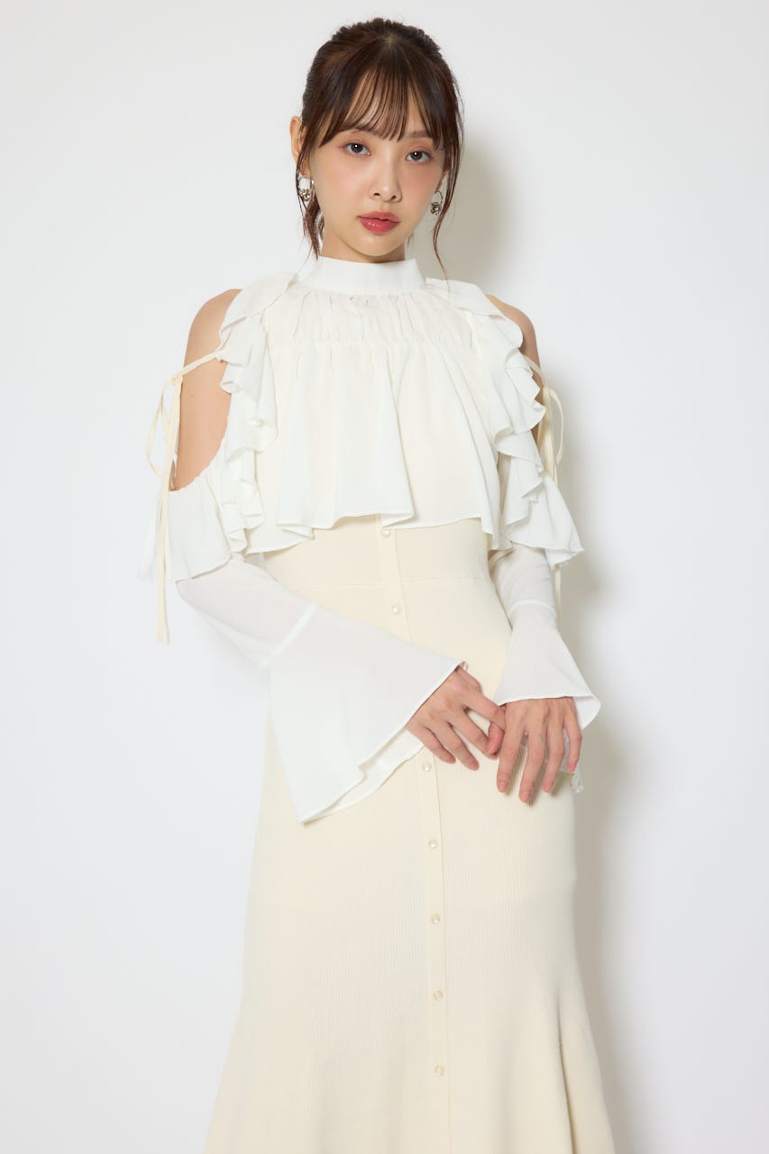 【1/25(日)23:59までSS先行予約会対象アイテム】オープンショルダーフリルニットセットワンピース L/YEL FREE