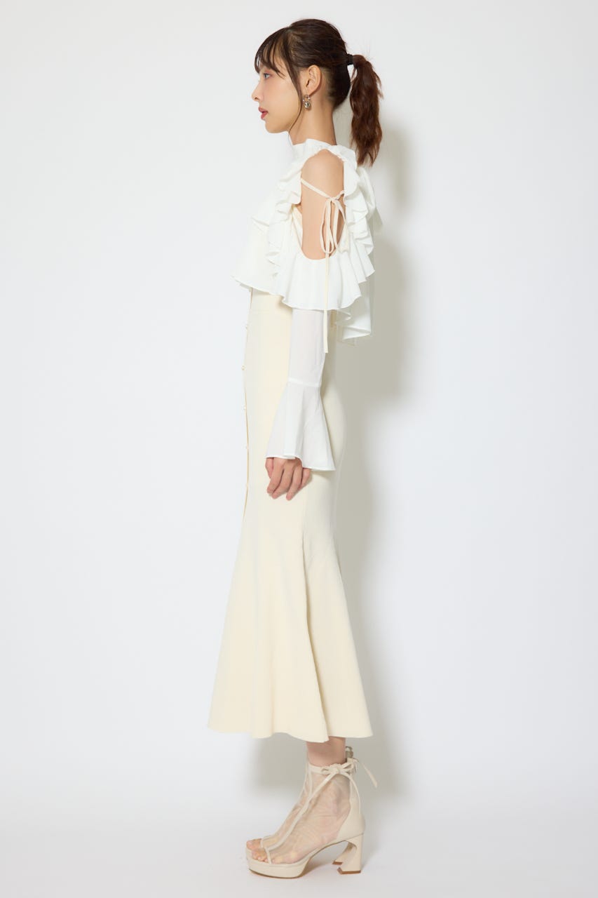 【1/25(日)23:59までSS先行予約会対象アイテム】オープンショルダーフリルニットセットワンピース L/YEL FREE