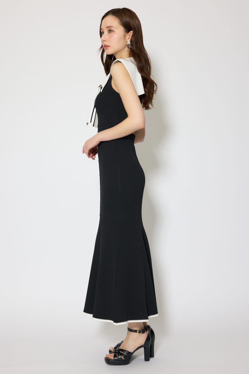 セーラーカラーニットマーメイドワンピース BLK FREE