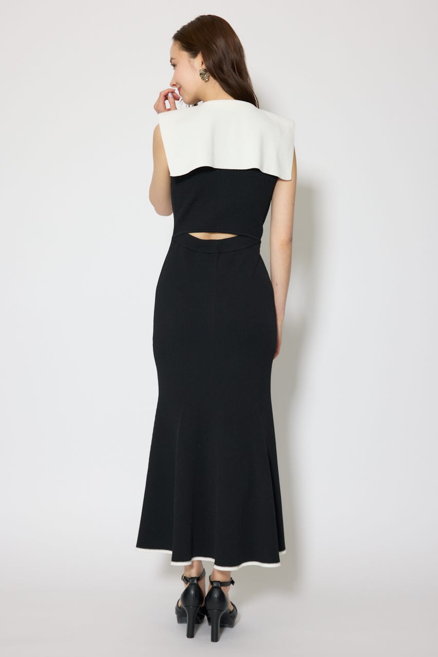 セーラーカラーニットマーメイドワンピース BLK FREE