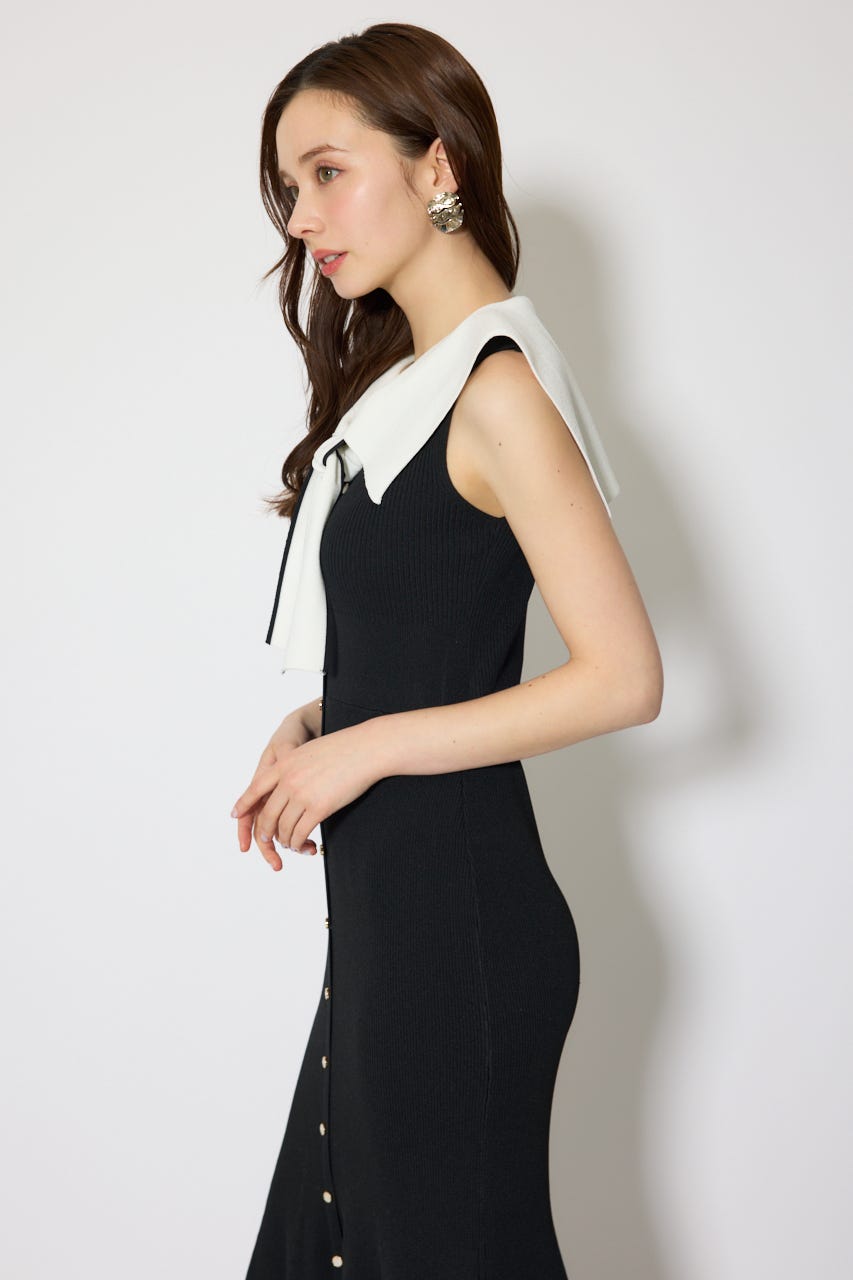 セーラーカラーニットマーメイドワンピース BLK FREE