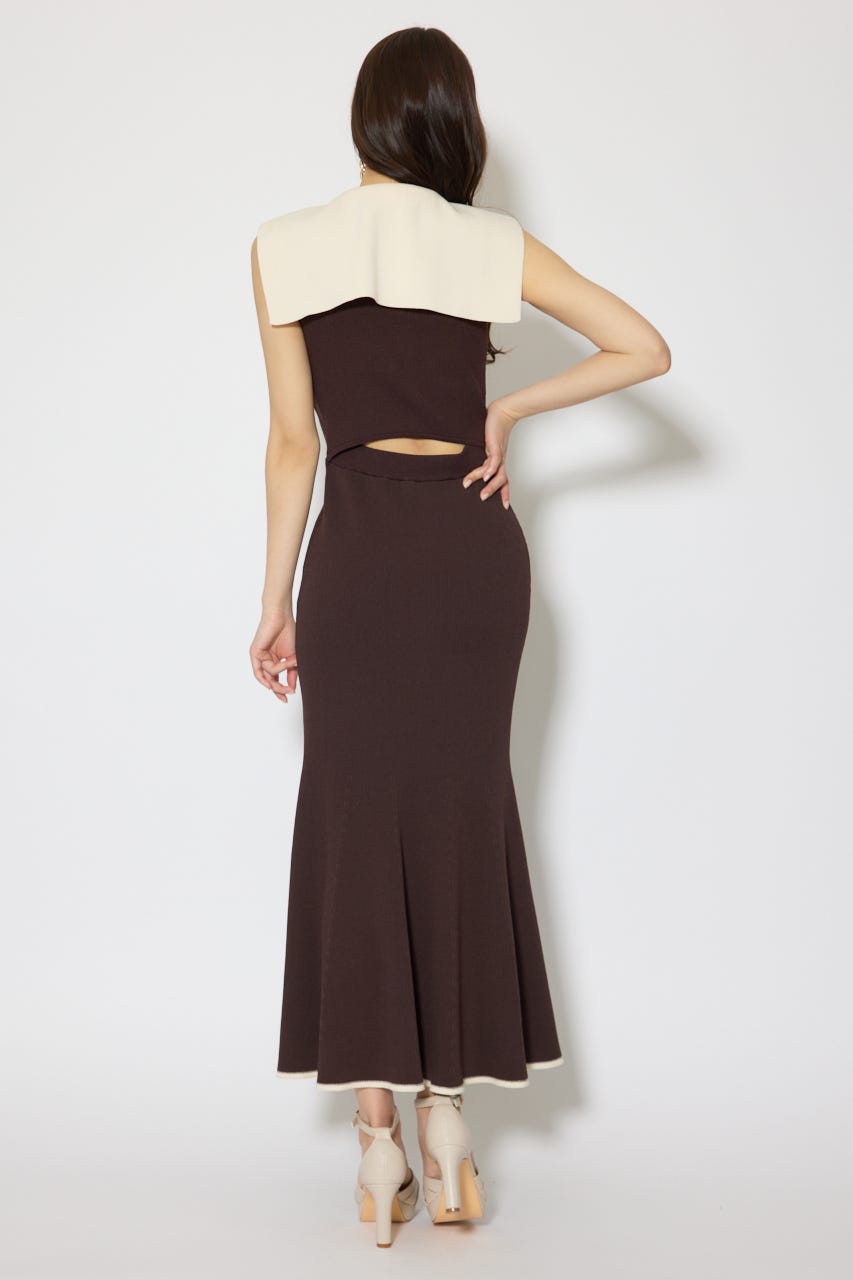 セーラーカラーニットマーメイドワンピース BRN FREE