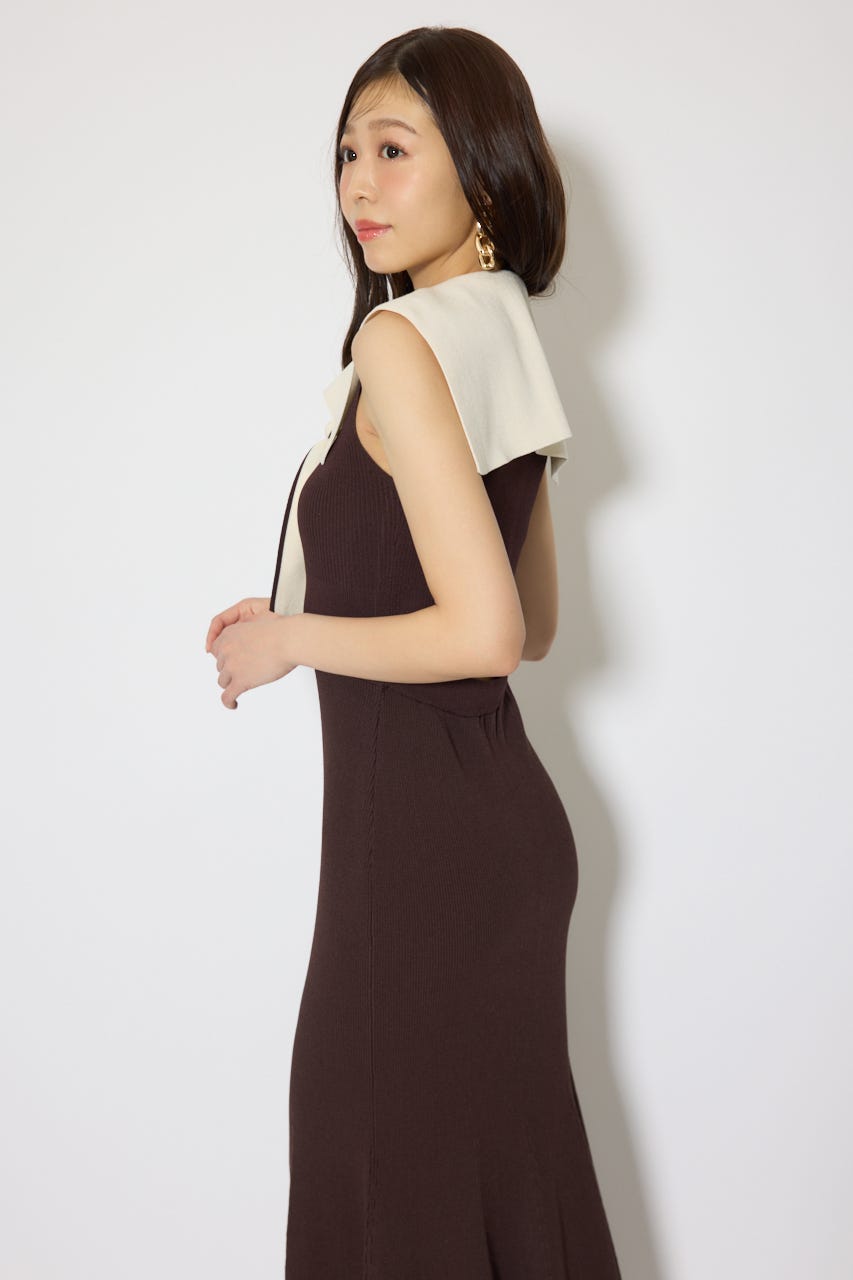 セーラーカラーニットマーメイドワンピース BRN FREE