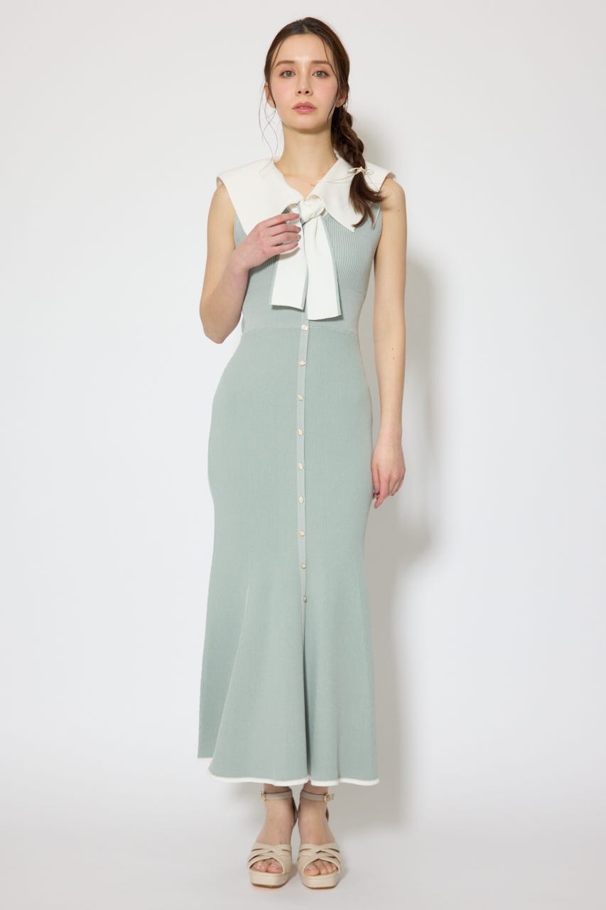 セーラーカラーニットマーメイドワンピース MINT FREE