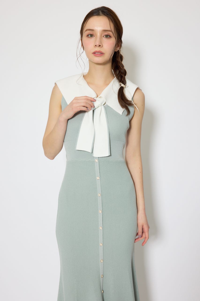 セーラーカラーニットマーメイドワンピース MINT FREE