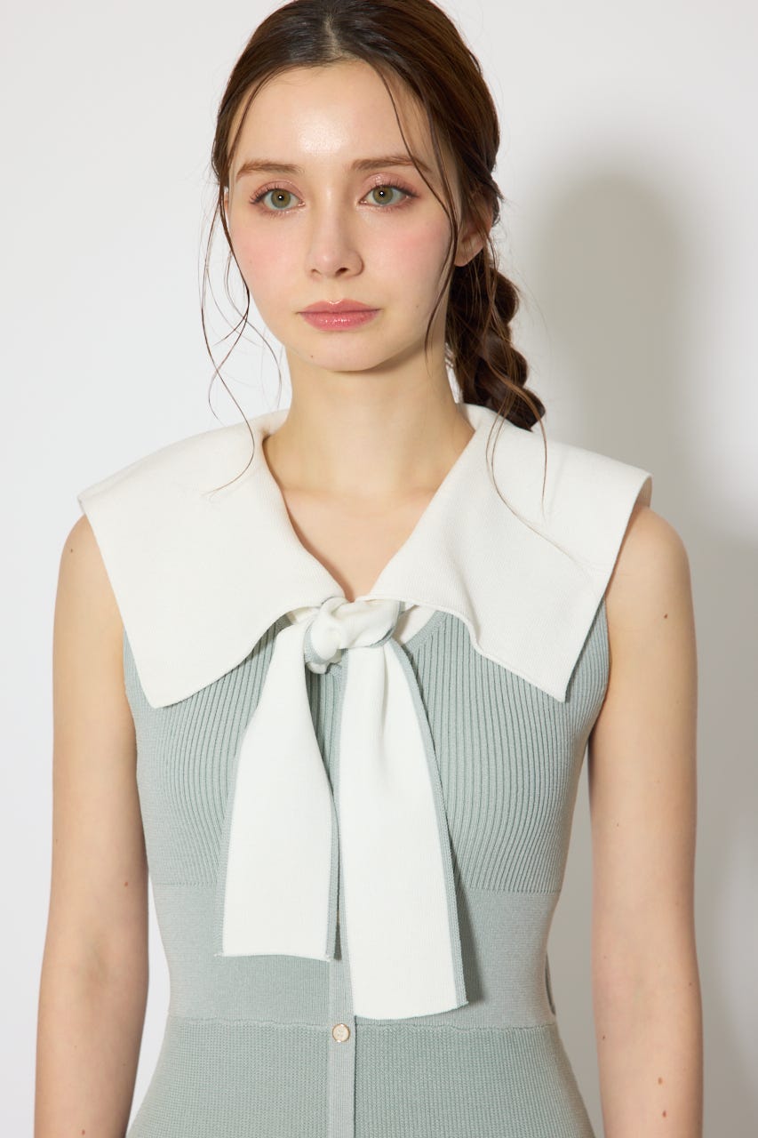 セーラーカラーニットマーメイドワンピース MINT FREE