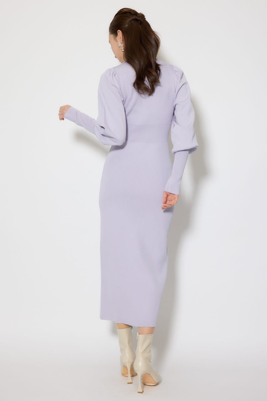 パフロングスリーブニットタイトワンピース PUR FREE