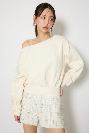 ワンショルダーボリュームスウェットトップス