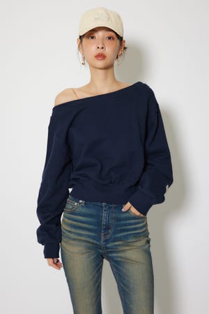 ワンショルダーボリュームスウェットトップス