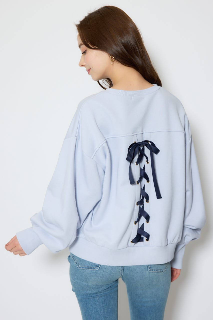 バックレースアップスウェットトップス PUR FREE