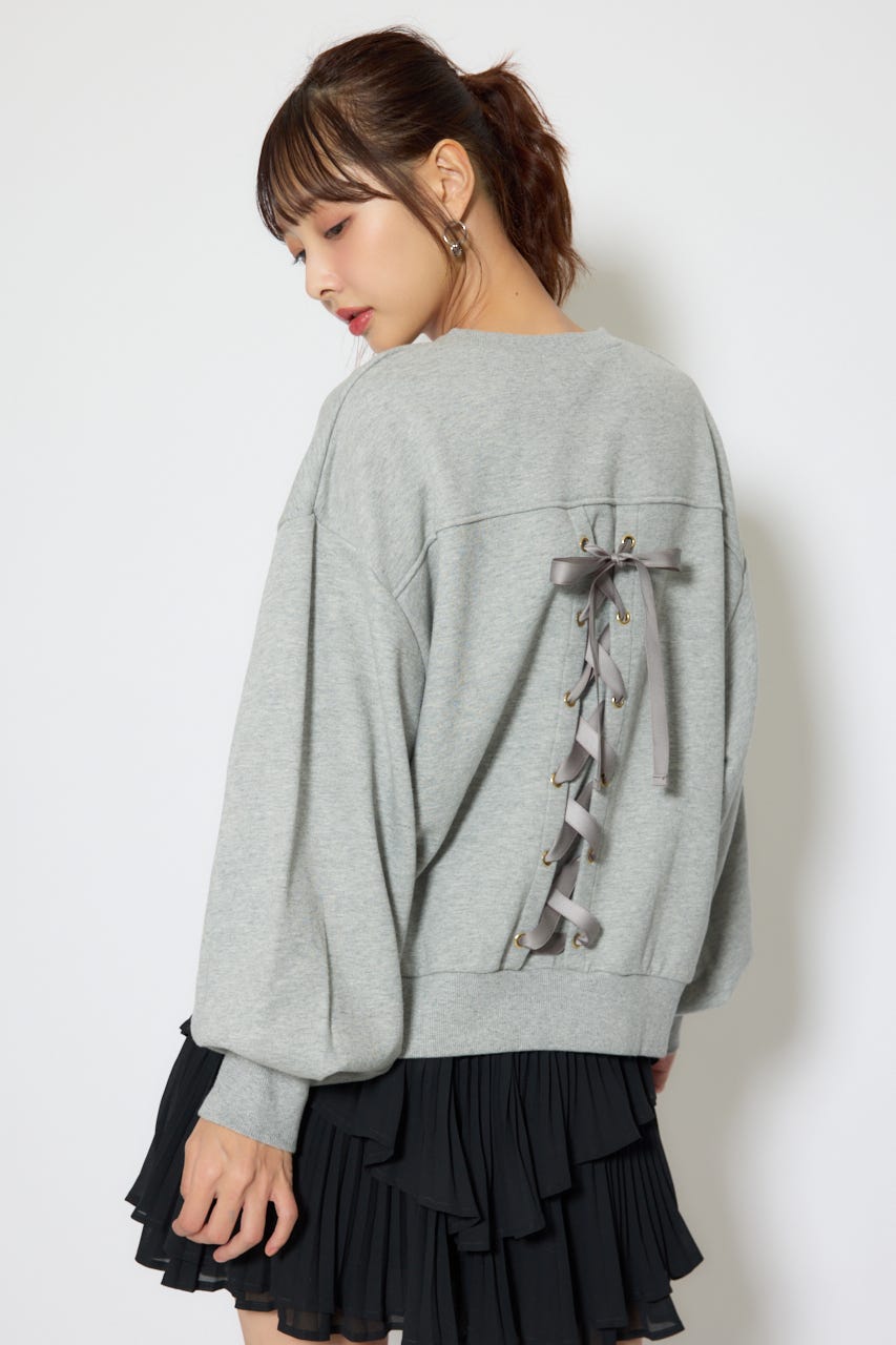 バックレースアップスウェットトップス T.GRY FREE