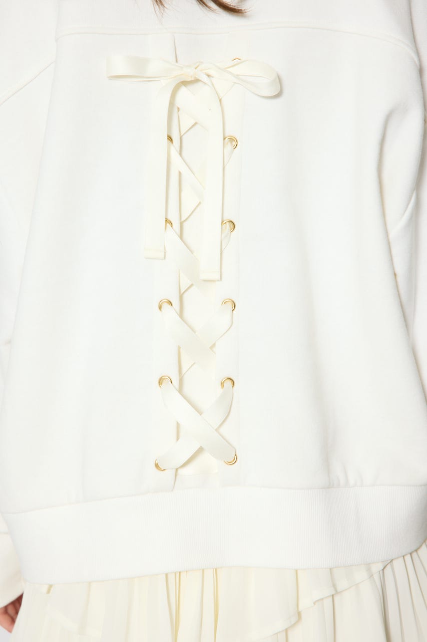 バックレースアップスウェットトップス WHT FREE
