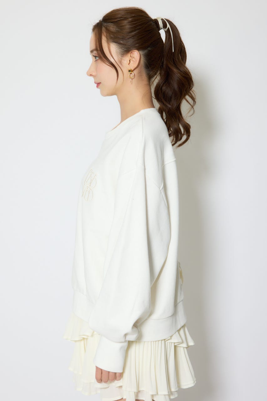 バックレースアップスウェットトップス WHT FREE