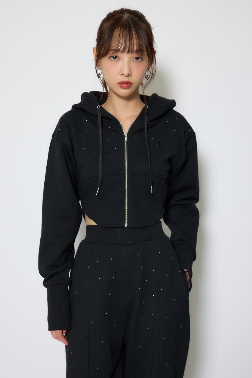 ビスチェディティールフードスウェット BLK FREE