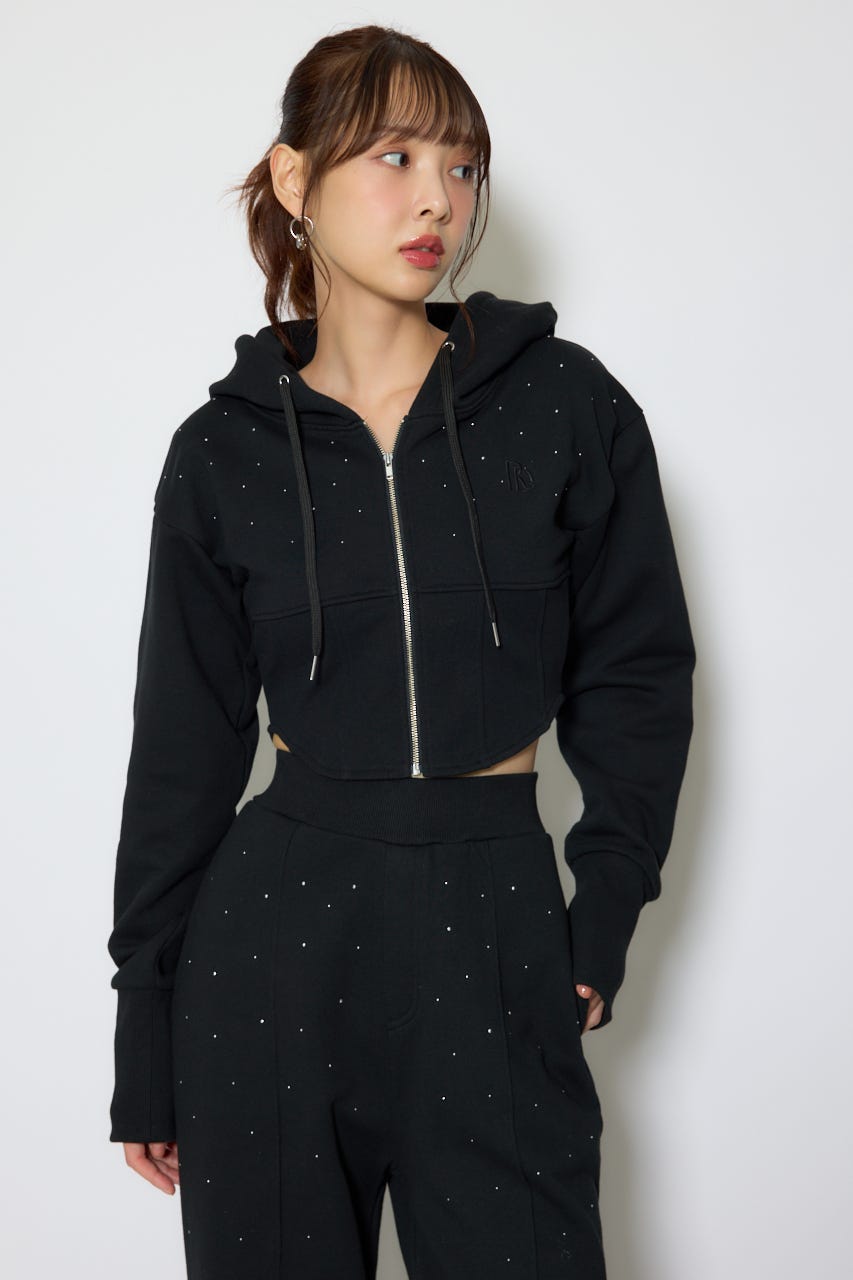 ビスチェディティールフードスウェット BLK FREE