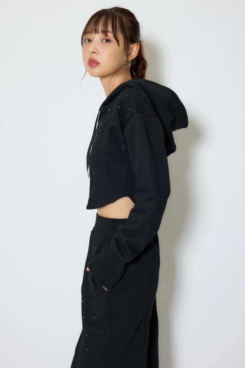 ビスチェディティールフードスウェット BLK FREE