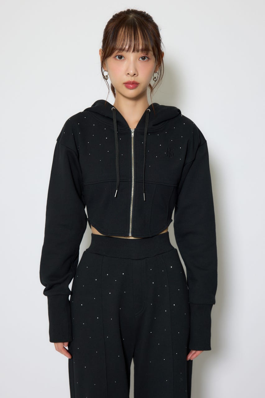 ビスチェディティールフードスウェット BLK FREE